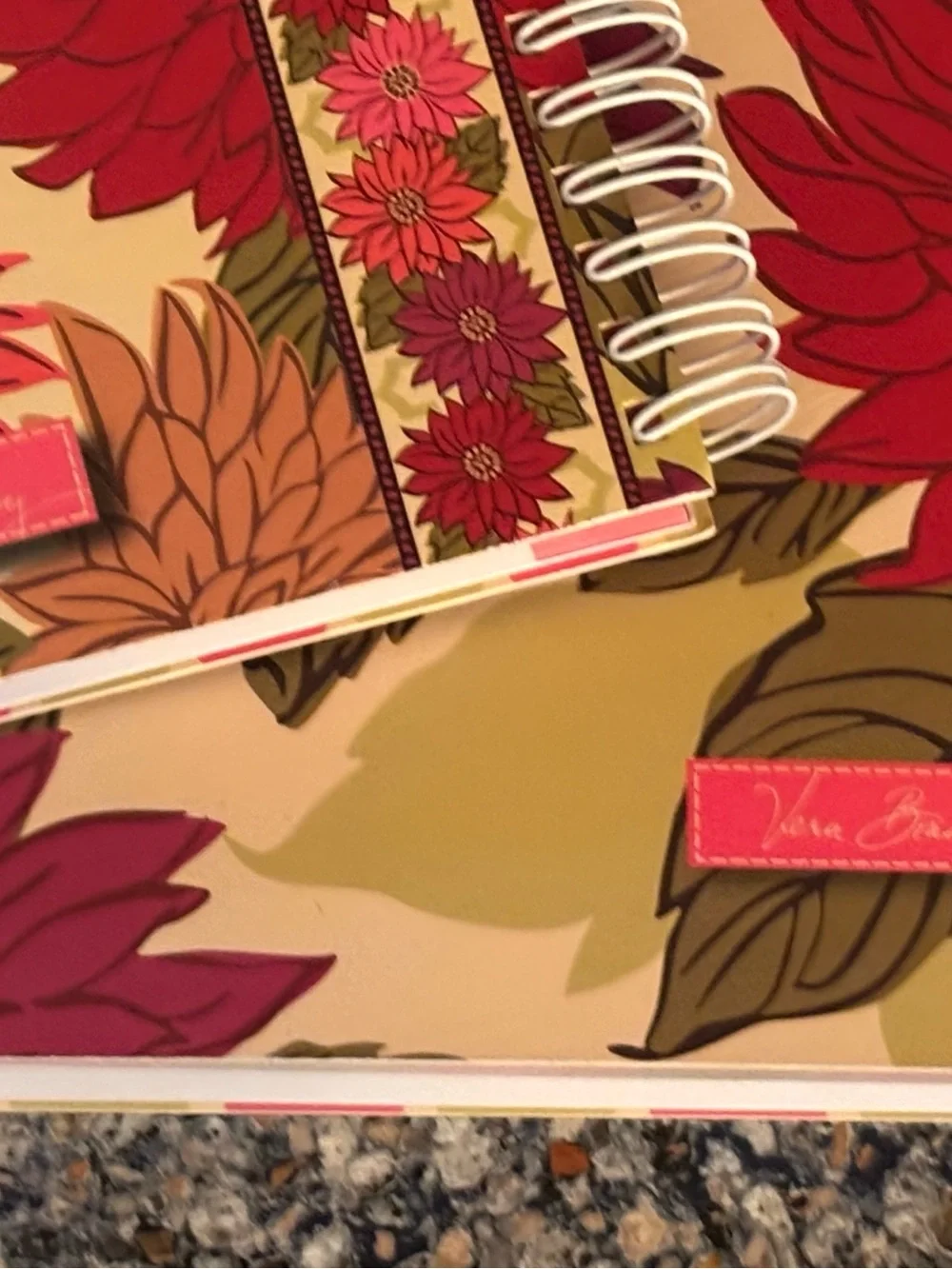 Vera Bradley Pink Magenta Floral Spiral Notebooks on Cream
